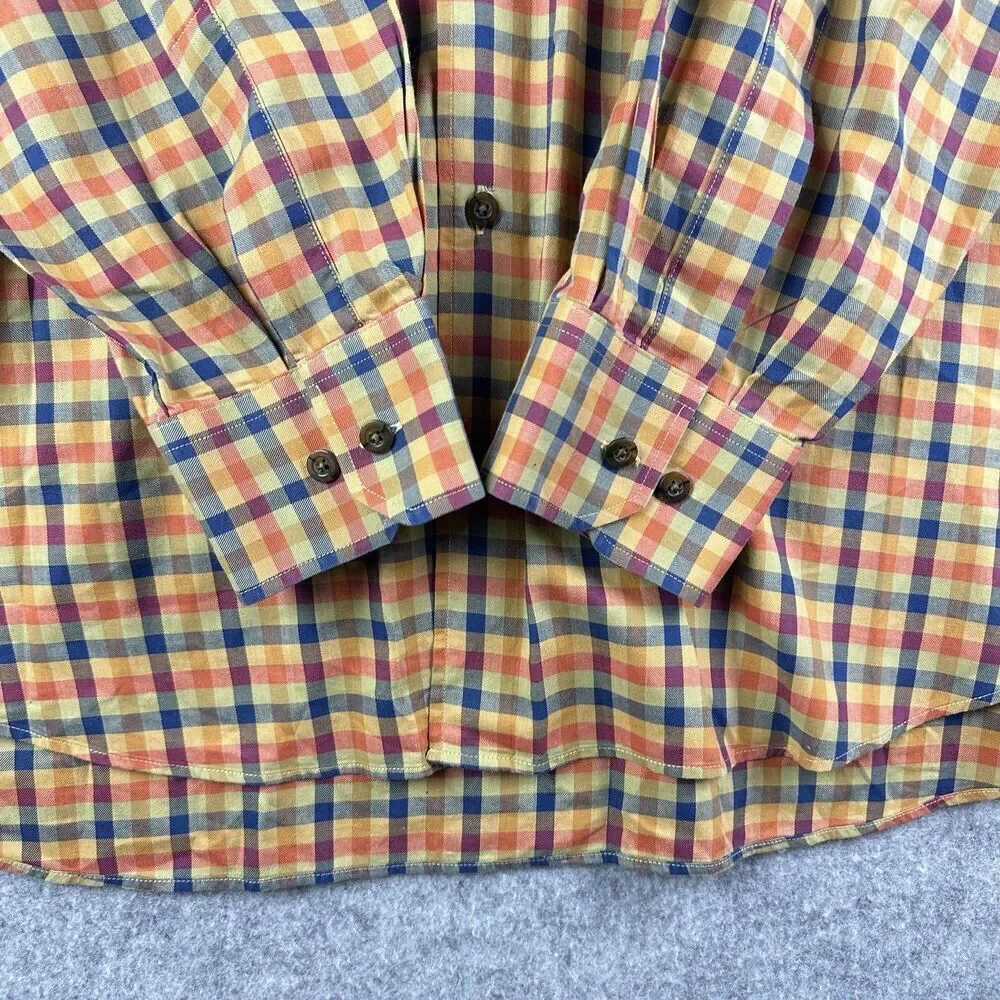 Scott Barber Shirt Mens XL Gingham Plaid Preppy Cotton Button Down Pocket LS